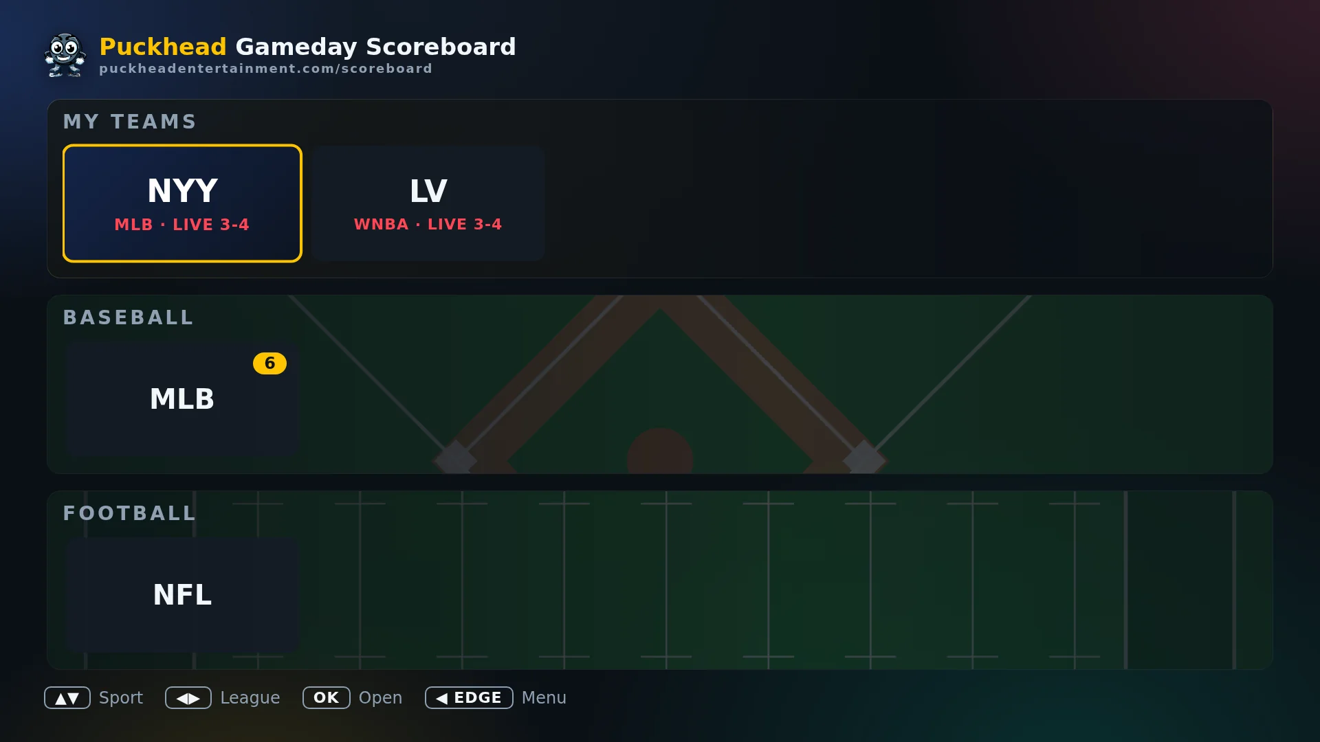 League dashboard